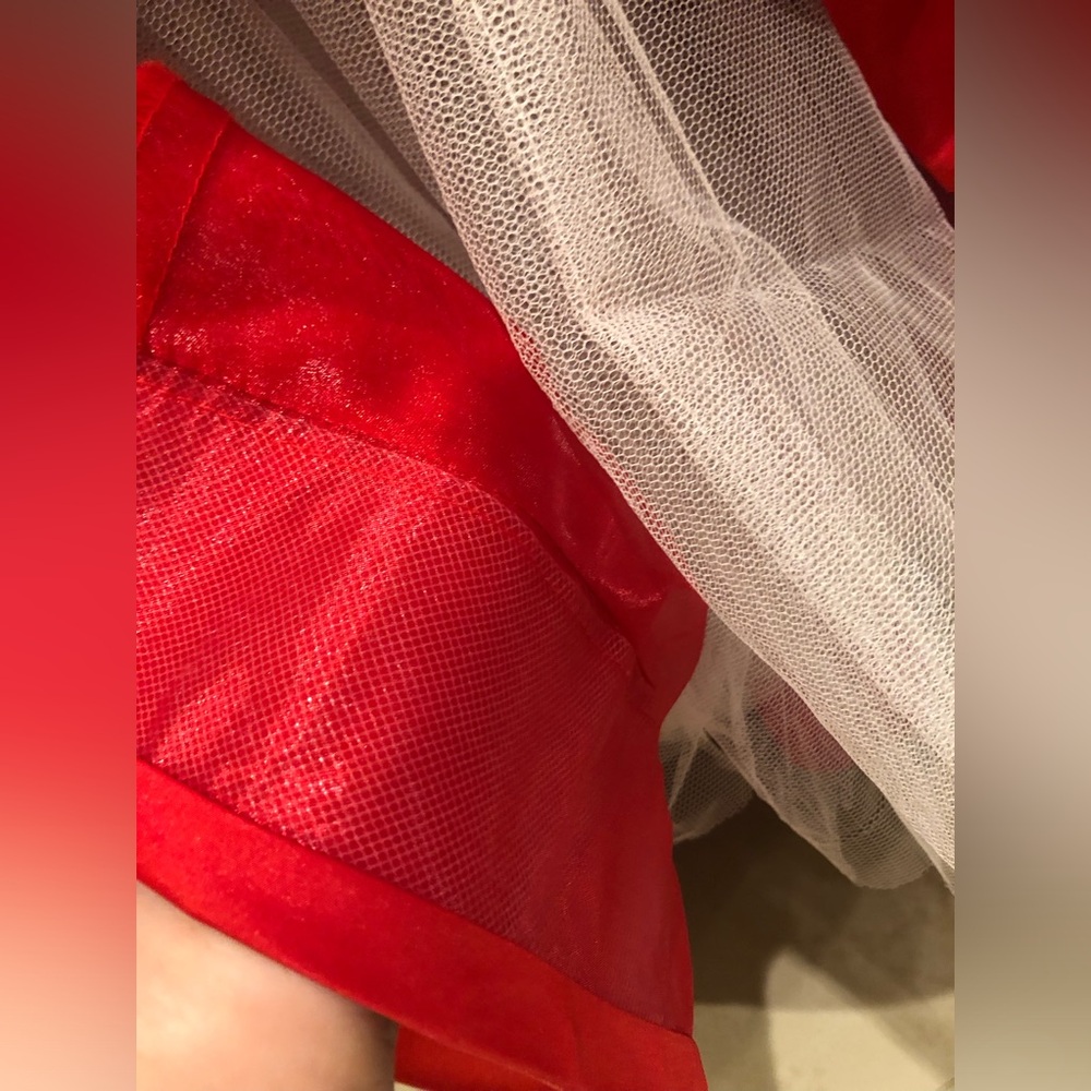 Red Long Dress BICICI & COTY Maxi A-line, beaded back/straps, wed, size S 4-6 - Picture 10 of 11